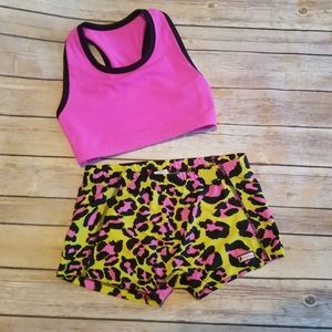 Crazypants Sports Bra & Shorts Set YL EUC